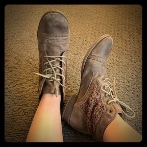 Brown leather ankle boots